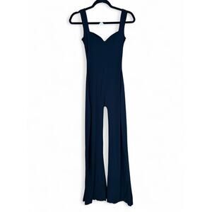 Oh Polly Black Sweetheart Neck Wide Strap Flared Leg Jumpsuit Women’s Size 6